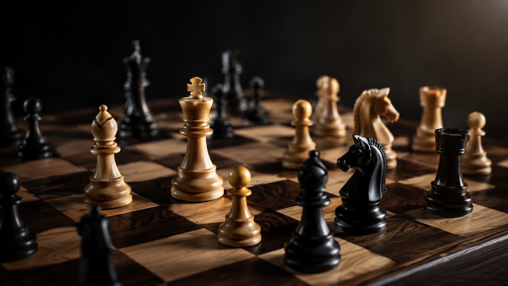 Chess pieces on a board
